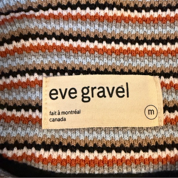 Eve Gravel Warren top striped pique multicolor mock neck puffy sleeves Size M - Picture 6 of 7